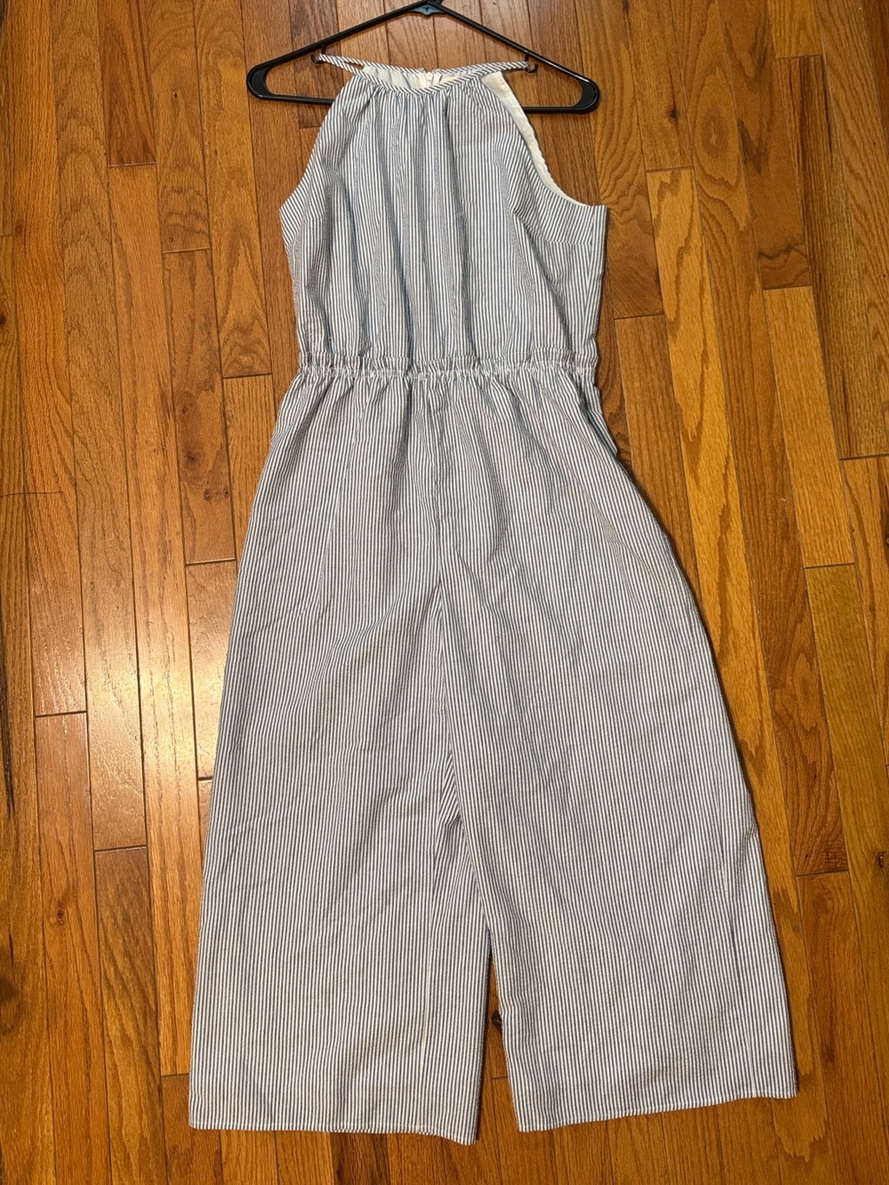 Maison Jules Light Blue and White Striped Halter jumpsuit